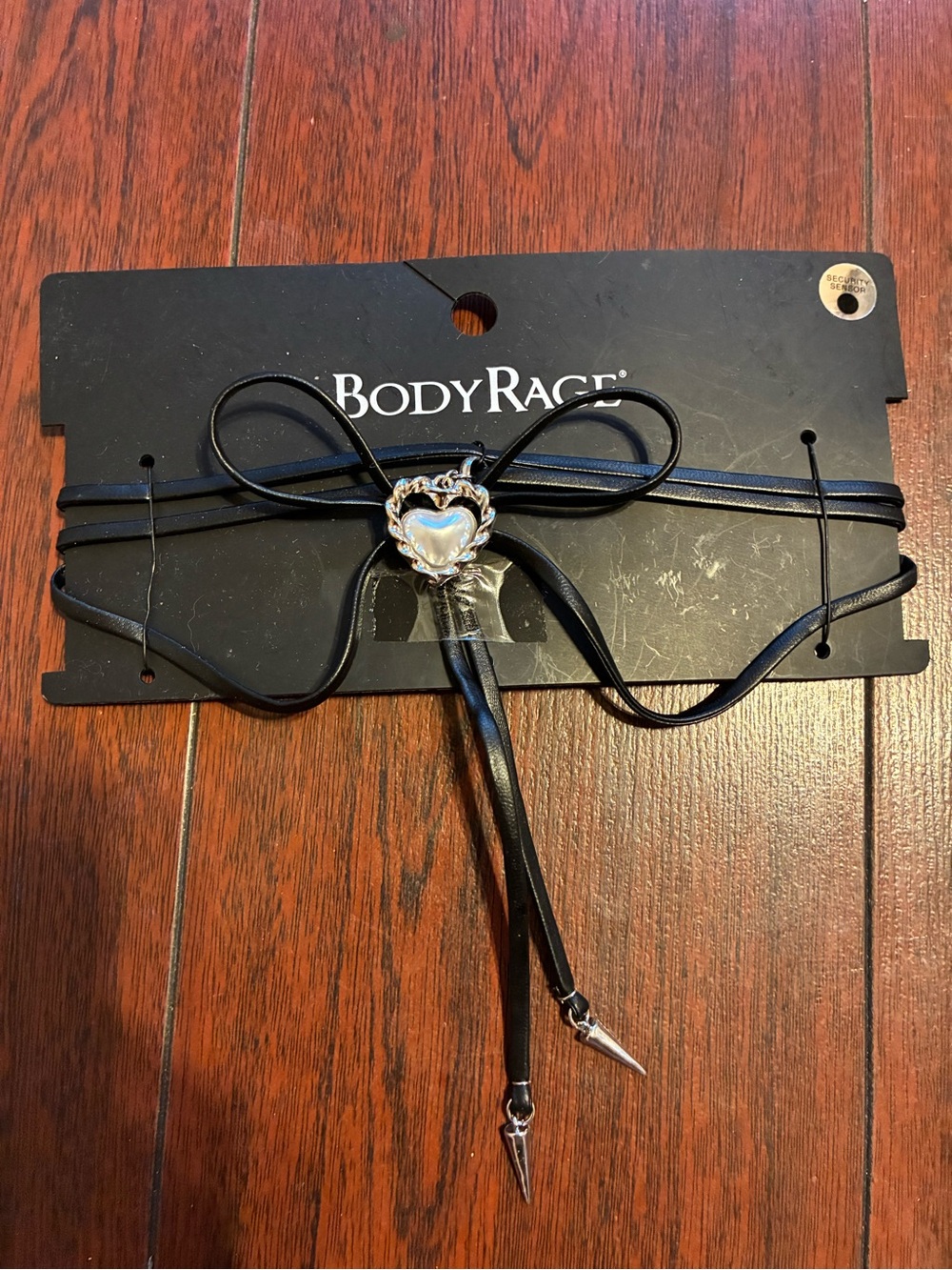 BodyRage Black Heart Bow Choker Necklace with Silver Accent